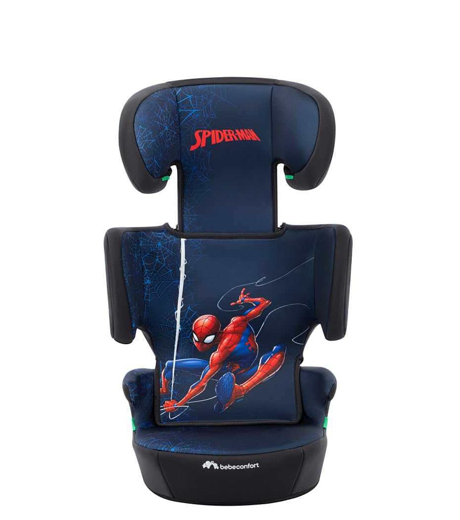 Bebeconfort Disney Hera i-Safe, Asiento Elevador Coche Respaldo, 3,5-12 años (100-150 cm), Silla Coche Fun Spiderman, Instalación Cinturón Seguridad, 14 Posiciones Reposacabezas, Fun Spiderman