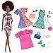 Barbie poupée brune avec vêtements et accessoires, 4 tenues complètes, jouet pour enfant, GHT32