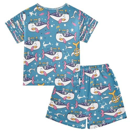 Cute Sailor under Sea Kids Pjs Set Boys Girls Summer Short-Sleeve Sleepwear Pajamas 2PCS2
