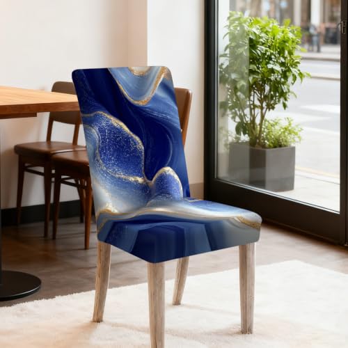 Image of Nuxovilar Blue Gold Marble Print Milk Silk 23.6x66.9in 6PCS Covers