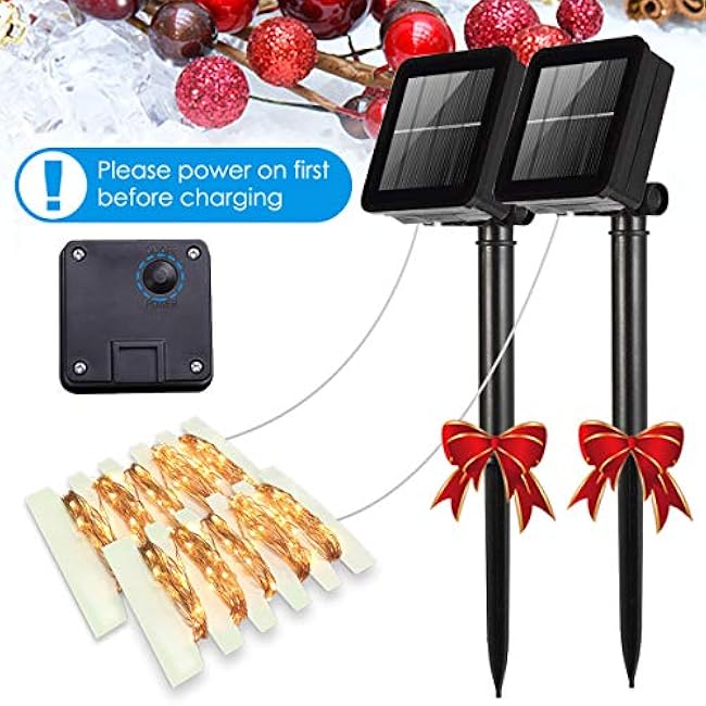 AMIR Solar Powered String Lights, Mini 100 LED Copper Wire Lights, Starry String Lights, Indoor Outdoor Waterproof Solar Christmas Decoration Lights for Gardens, Home, Dancing, Party (Warm White)