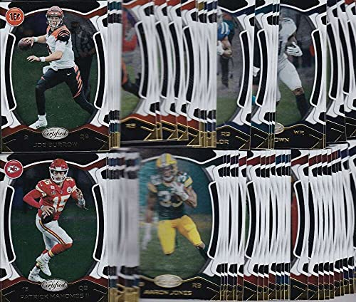 2021 Panini Certified Complete NFL Football Veteran Set 1-100 in Raw (NM or Better) Condition. Included in this Veteran set are Stefon Diggs, Josh Allen, Tua Tagovailoa, Lamar Jackson, Joe Burrow, Baker Mayfield, T.J. Watt, Derrick Henry, Patrick Mah