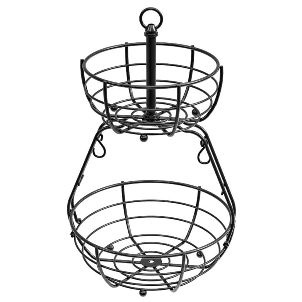 Hndhbfgrt Stackable Ventilated Snacks Baskets Double-Layer Design Removable Storage Sturdy Iron Material Construction Includes Banana Hanger