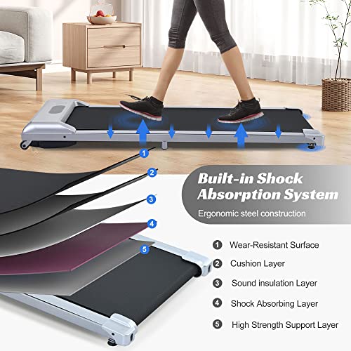 Image of 2 in 1 Under Desk Electric Treadmill 2.5HP, Remote Control, Display, Walking Jogging Running Machine Fitness Equipment for Home Gym Office EX346