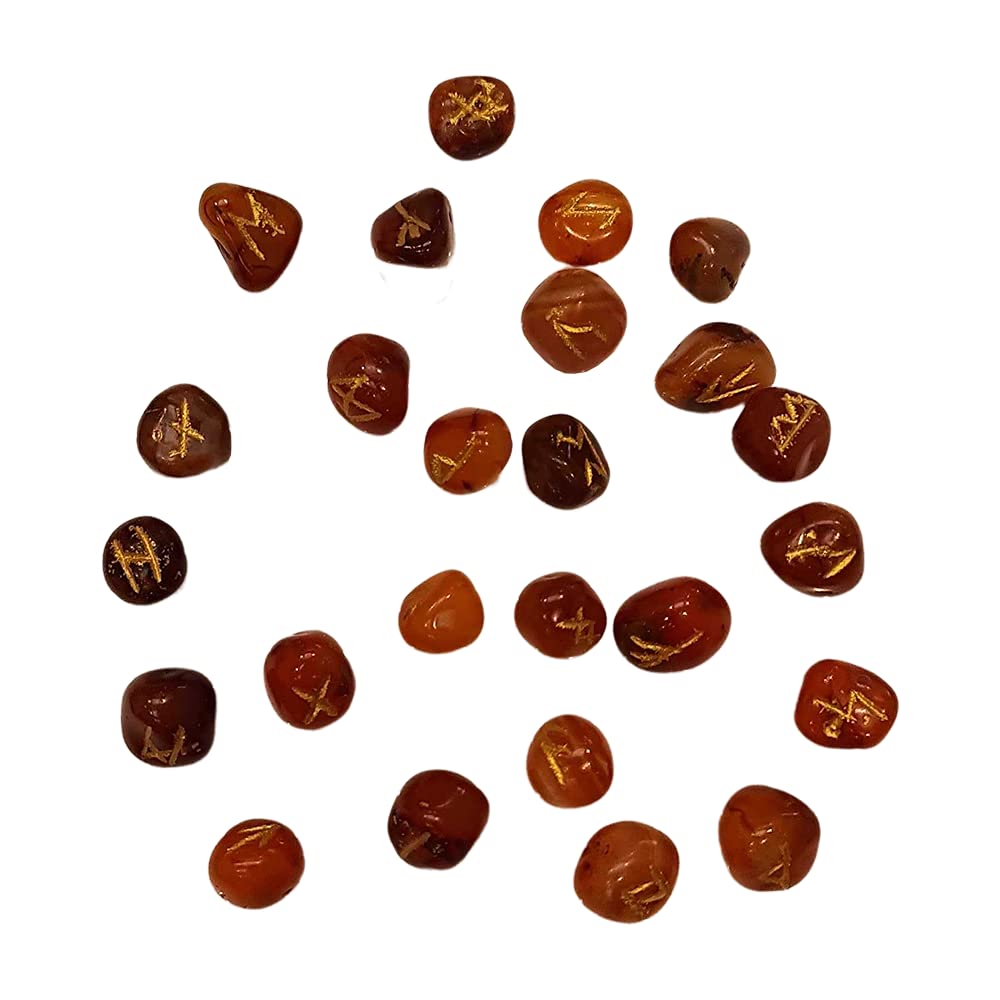 VIE Rune Set with Pouch, 1-2cm, Red Carnelian