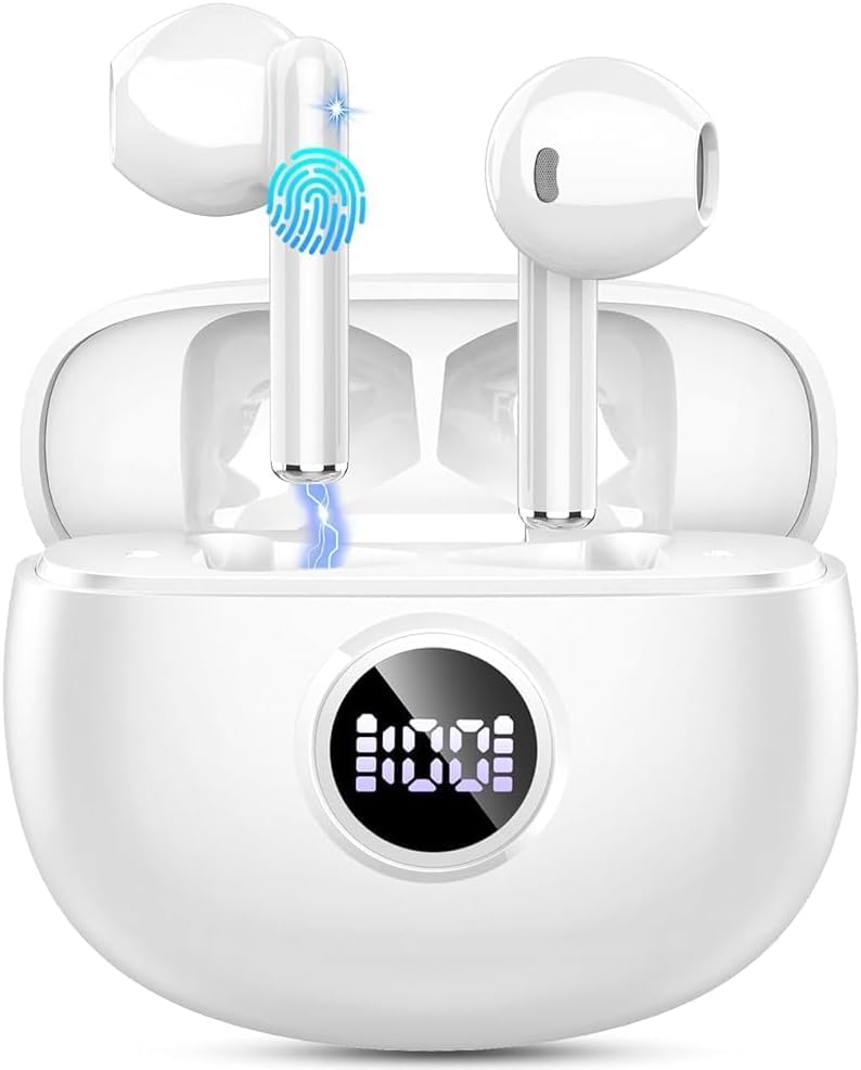Image of Drsaec Bluetooth Headphones, 6D Deep Bass In-Ear Headphones Wireless Bluetooth 2026 40 Hours Wireless Headphones with 4 ENC Mic, Noise Cancelling Ear Buds, USB-C, IP7 Waterproof Sports Earphones