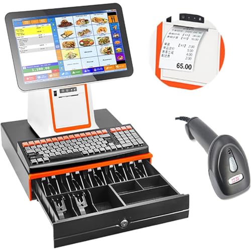 DPDZSW Caja Registradora Tpv Todo En Uno con Pantalla Táctil, para Comercios Y Restaurantes | Caja Registradora Inteligente con Impresora Tpv E Inalámbrica, Windows Tpv White