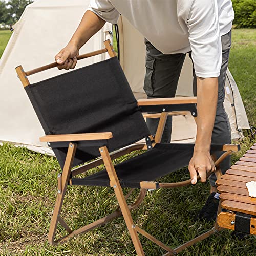 Outvita Portable Folding Camping Chair, Ultralight Low Beach Chair, Durable Aluminum Frame Armchairs For Hiking Concert Fishing Picnic, Supports 220Lbs (Black Medium) #TOP1