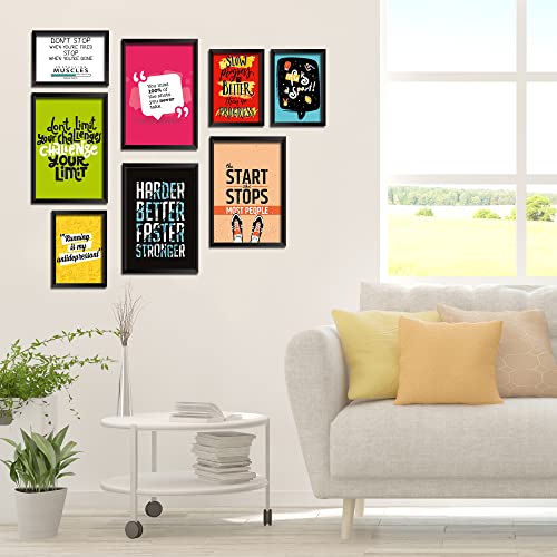 Image of PAPER PLANE DESIGN Motivational Quotes Framed Wall Paintings - Inspiring Quotes Frames For Office And Home Decor set of 8 (9 x 12.5 Inches ; 18 x 12.5 Inches). (A)
