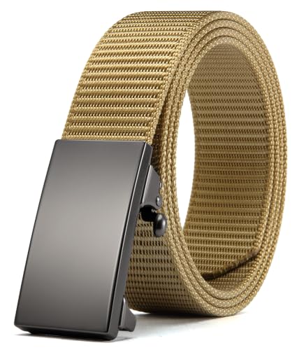 Image of CHAOREN Nylon Ratchet Belts for Men - Adjustable Web Belt - Automatic Slide Buckle for Casual Golf Work