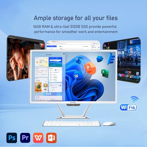 Image of suevery All-in-One Desktop Computer, Core i5 16GB RAM 512GB SSD, HD Webcam Clear Calls,21.5 AIO Gaming pc,1080P Display, WiFi 6, Business All in One for Home Office Daily Use with Keyboard & Mouse