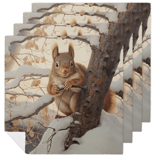 Servilletas de Tela Squirrel on Tree 4 Piezas miniatura 1