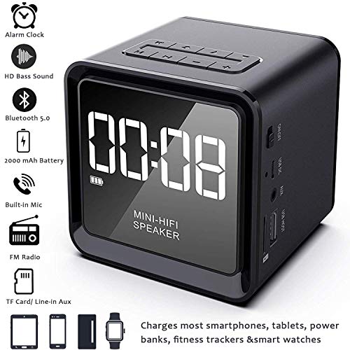 2019 UPGRADE Digital Alarm Clock Radio with Wireless Bluetooth Speaker for Bedrooms/Office, Micro