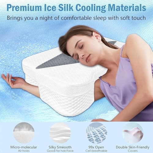 Image of Side Sleeper Pillow with Arm Holes, Memory Foam Pillow for Neck & Shoulder & Cervical Pain Relief, Ergonomic Arm Holes Positioner Cooling Bed Pillows for Side Stomach Sleeping (Black)