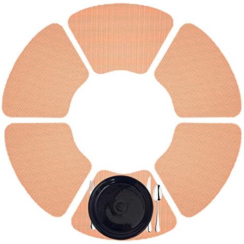 Kraftware Fishnet Wedge Placemat for Round Table, Spice Orange, Set of 6, Small Cover