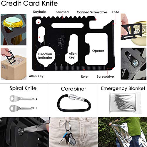 Survival Kit, KEEGOP Gift for Men 18 in 1 Professional Emergency Survival Gear and Equipment Tools for Road Trip, Hurricane, Hiking, Hunting, Disaster Camping, Adventures - Image 4