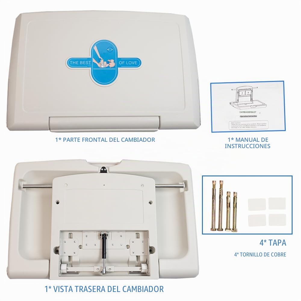 Cambiador Bebe Mesa de Cuidado Infantil,Plegable,Para el Hogar y el Comercio,con Cinturón de Seguridad y Compartimento de Almacenamiento,Ahorra Espacio,Seguro y Estable (Blanco)