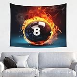 Fire Billiard Pool Soft Tapestry, Snooker Ball Tapestries Wall Hanging Decor Painting Bedding For Bedroom Hall Dorm Living Room Porch 29"X37"