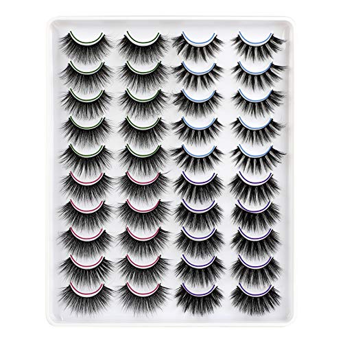 Calphdiar False Eyelashes Natural Wispy Faux Mink Lashes 4 Styles Mixed Fake Lashes Fluffy High Volume Natural Lashes Pack 20 Pairs