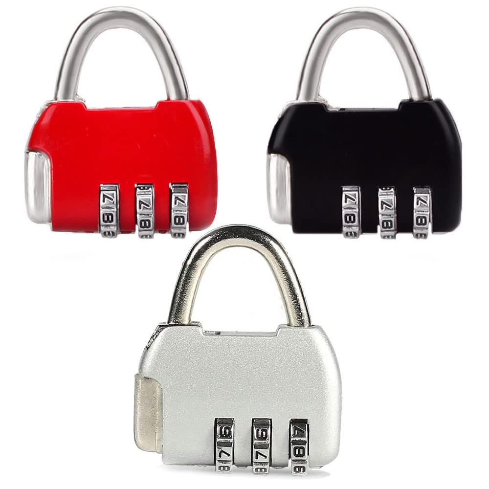 3 Pack Padlock 3 Digit Combination Padlock Weatherproof with Alloy Body Luggage Case Bag Code Lock for Travel Bag Luggage Locks Gym Lockers Gate Shed Bike Locks etc