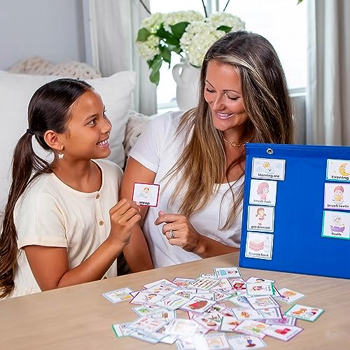 Large Visual Schedule for Kids with Autism - Morning Bedtime Routine Daily Calendar for Kids with 72 Activity, 10 Blank Cards & 15 Stars- Wall Communication Chore Chart Responsibility Planner - Image 6