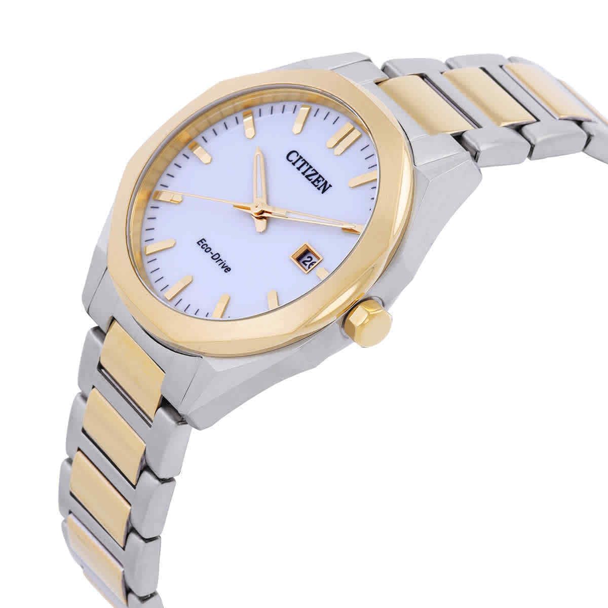 Citizen Orologio analogico al quarzo da uomo con cinturino in acciaio inox BM7624-82A, bianco, Bracciale
