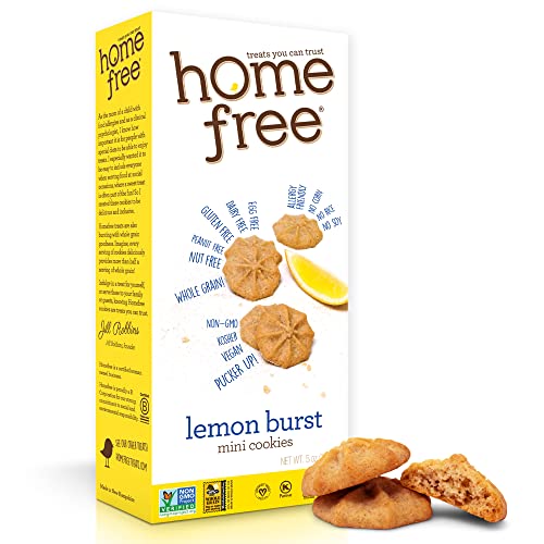 Homefree Mini Lemon Burst Cookies, Gluten Free, Nut Free, Vegan, School Safe and Allergy Friendly Snacks, 5 Oz Box (Pack of 1), Made In USA