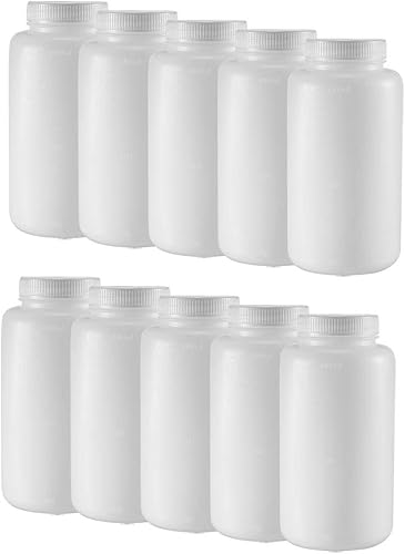 uxcell Botella de reactivo químico de laboratorio de plástico 33.8 fl oz34oz de boca ancha Sellado de muestras de líquido Contenedor de
