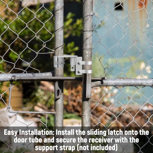Image of Zonon Heavy Duty Chain Link Gate Latch, Fits 1-5 /8 inch and 1-7 /8 inch Gate Pipe, Galvanized Steel Sliding Rolling Latch with Padlock Hole, Anti-Theft Lock for Fence, Yard & Farm Gates