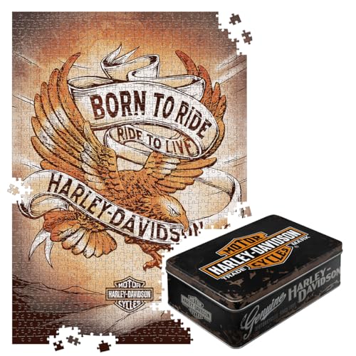 Nostalgic-Art Puzzle rétro de 1000 pièces, 68 x 48 cm, Harley-Davidson - Genuine - Idée de cadeau pour motards - Produit original sous licence (OLP) pour...