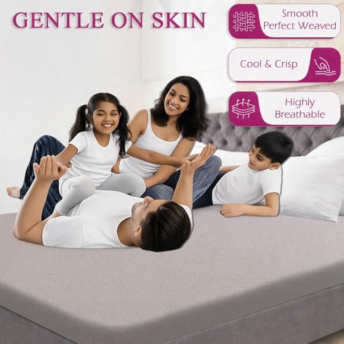 Image of The Furnishing Tree Single Size Mattress Protector 72x30 Inch | 100% Waterproof, Cotton Feel, Breathable & Hypoallergenic | Fitted Bed Cover (Fits Up to 10 inch) | 1 Year Warranty, Grey