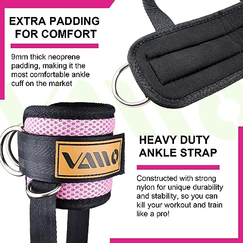 Image of VAIIO Ankle Straps for Cable Machines,Adjustable Comfort fit Neoprene, Reinforce Double D-Ring - Premium Ankle Cuffs to Improve Abdominal Muscles, Lift The Butts, Tone The Legs for Men & Women
