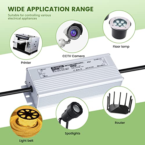 Image of LED Driver 24V 150W LED Power Supply 90-265V AC to 24V DC Low Voltage Output Waterproof IP67 LED Power Supply Transformer Adapter with 3-Prong Plug for LED Light Computer Project Outdoor Light