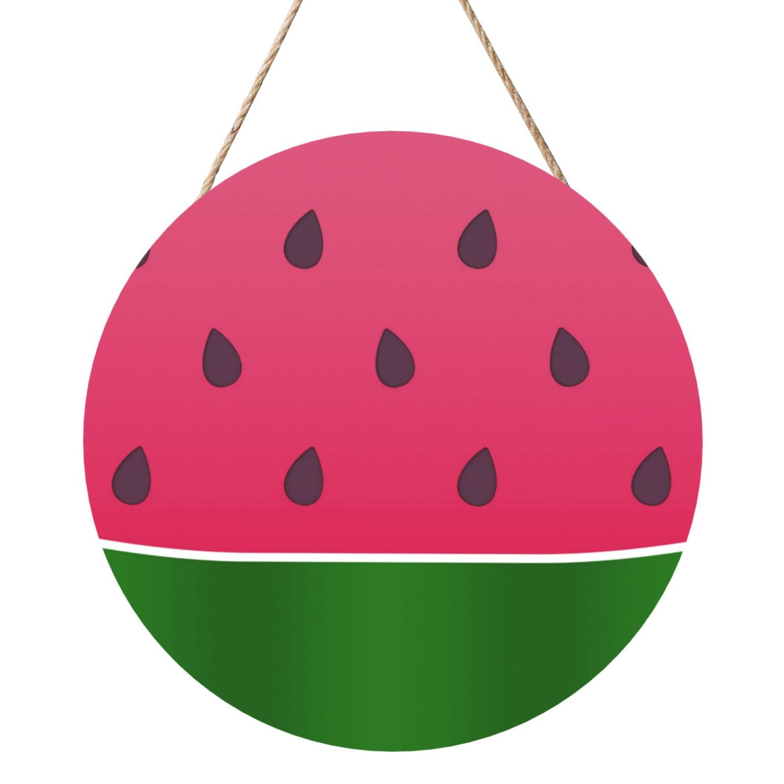 InOmak Watermelon Fruit Summer, Round Wood Panel Painting 12 in, Wall Hanging Painting For Home