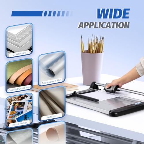 Image of Rotary Paper Trimmer, 15 Sheets Heavy Duty Paper Trimmer, 360mm(14.17 inch) Cutting Length, Commercial Grade Rotary Paper Cutter for Home /Office /School, Black & Silver