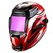 DEKOPRO Casco de soldadura con energía solar duradera Oscurecimiento automático Campana profesional con Rango de sombra ajustable preciso 4/5-8/9-13 para Mig Tig Arc Weld Grinding Welder Mask（Red）