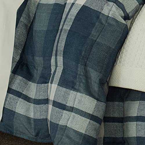 Nautica Home | Crossview Collection | Ultra Soft & Cozy Microsuede Reversible Plaid Quilted Comforter Matching Shams, 3-Piece Bedding Set, Queen, Navy/Blue/White #TOP7