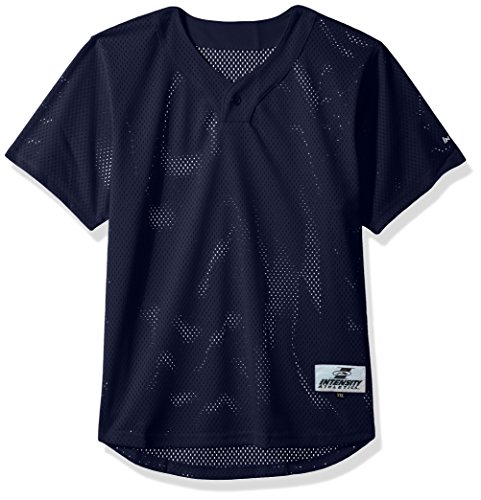 Intensity Boy's Pro Mesh One Button Baseball Shirt, Navy, X-Large