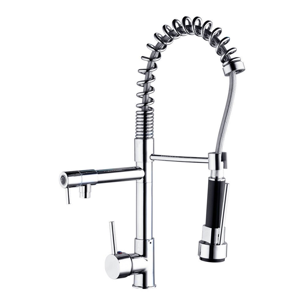 Pull Down Faucets Swivel Dual Function Sprayer with Two Spouts Hot & Cold Mixer Taps for Kitchen Stainless Steel Sink