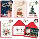 FUHITIM Christmas Cards Assortment, 24 Pcs Greeting and New Years Cards with 6 Designs for Christmas, Holiday, New Year Gift (4x6 Inch)