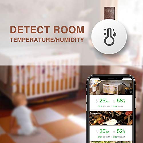 FreeLeben Drahtloses Thermometer Hygrometer Mini Bluetooth 5.0 Innen Feuchtigkeit Temperatur Sensor mit Datenexport, Alarmfunktion, 35 m Reichweite für Haus, Weinzigarre, Wohnzimmer, Babyzimmer