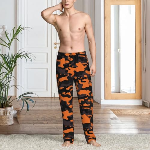 Orange Black Camouflage Mens Pj Pants,Soft Men Lounge Pants,Mens Pajama Pants Bottoms,Sleep Pants For Men2