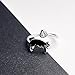 PXSilver Sterling Silver Black Cat Ring - S925 Kitty Open Rings Cute Witch Jewelry Gifts for Women Pet Lover