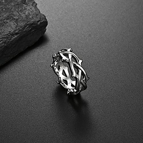 Stainless Steel Tree Vine Branch Crown of Thorn Lucky Ring for Men and Women Size 5 to 133