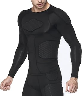 Padded Compression Shirt Chest Rib Protector Undershirt for Football Baseball Soccer Paintball Shirt Long Sleeve