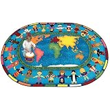 Joy Carpets Kid Essentials Inspirational Let The Children Come Area Rug, Multicolored, 5'4' x 7'8'