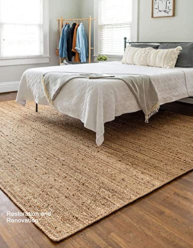 Restoration And Renovation Handwoven Jute Area Rug - Natural Fiber Rug For Home Decor - Non-Slip Backing - Perfect For Living Room, Bedroom And Dining Room (Natural 1, 4X6 Feet) #TOP2
