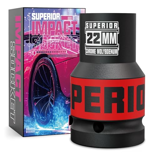 KIRXST 1 Inch Drive Deep Impact Socket 22mm Metric Jumbo Socket, Axle Nut Sockets for Car Wheel Hub Nuts, Trucks, Large Construction Machinery and Equipment