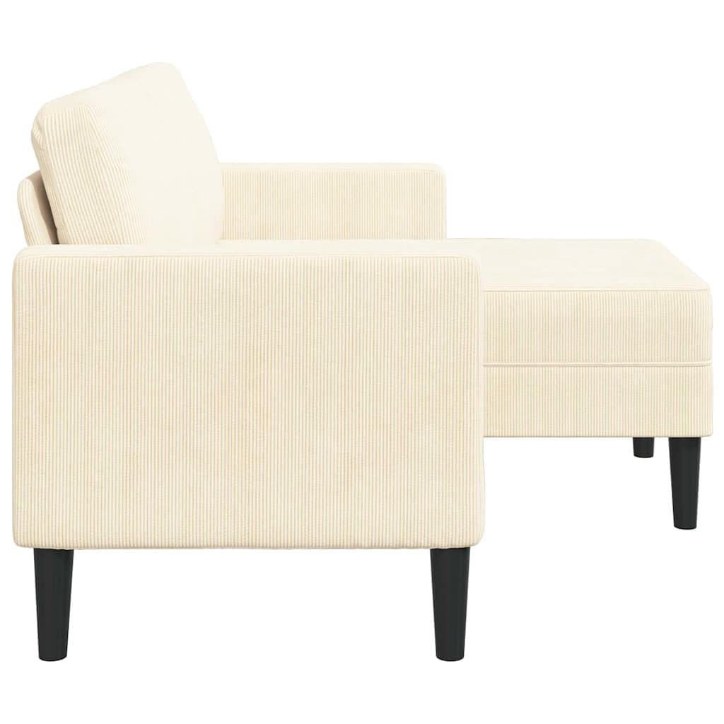 vidaXL Sofá de 2 plazas con Chaise Longue en Forma de L Crema 125cm, sofá de 2 plazas para Dormitorio, sofá de Dos plazas, sofá de Dos plazas