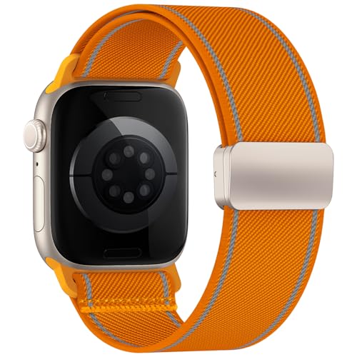 Image of Stretchy Band Compatible with Apple Watch Bands 40mm 38mm 41mm 42mm 44mm 45mm 46mm 49mm Women Men,Magnetic Clasp Nylon Elastic Sport Strap for iWatch Series 11 10 9 8 7 6 5 4 3 SE SE2 SE3 Ultra